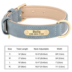 Personalized Dog Collar, Custom Engraved PU Leather Dog Collars, Free Engraving ID Tag Nameplate For Small Medium Large Dogs - C1502