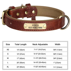 Personalized Dog Collar, Custom Engraved PU Leather Dog Collars, Free Engraving ID Tag Nameplate For Small Medium Large Dogs - C1502