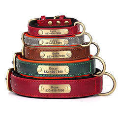 Personalized Dog Collar, Custom Engraved PU Leather Dog Collars, Free Engraving ID Tag Nameplate For Small Medium Large Dogs - C1502